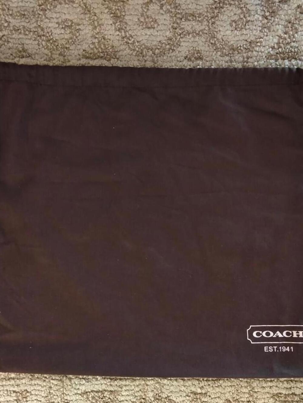 Coach Large Dust Bag 19 x 14.5 Classic Cotton Drawstring Brown Red EST 1941